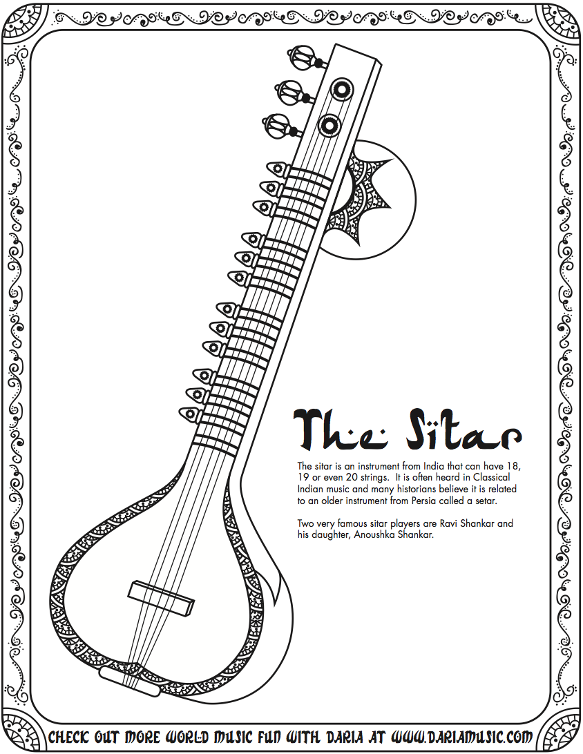 sitar coloring page