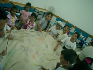 kids drumming in DARIA workshop - ISRAEL