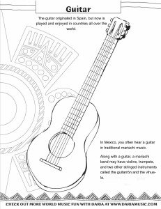 Mariachi Guitar Coloring Page